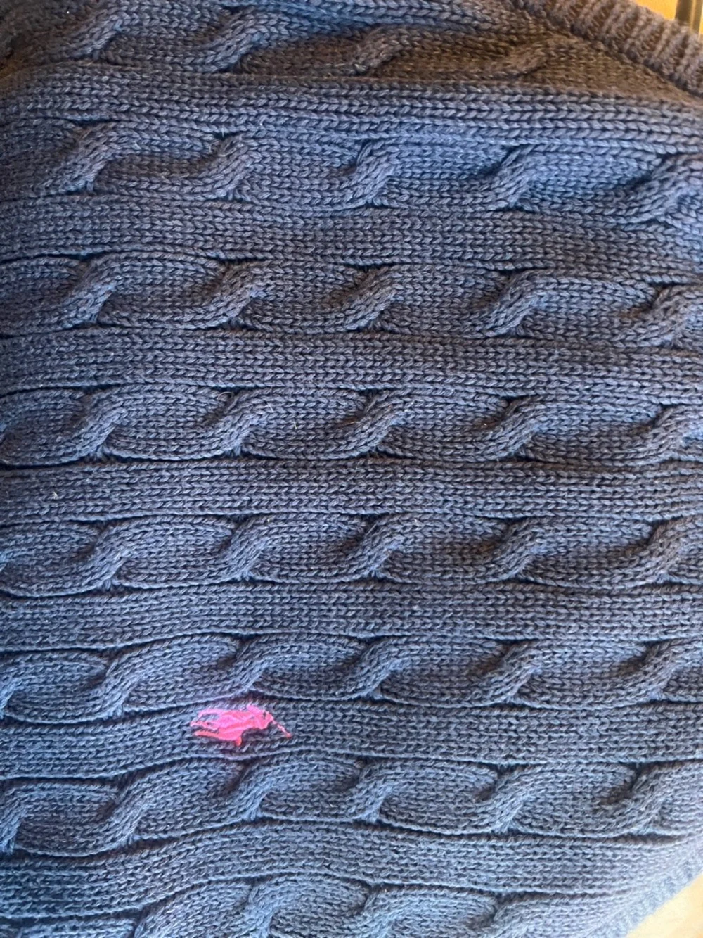 Ralph Lauren Navy Cable-Knit Halter Tank with Pink Pony - Picture 5 of 6